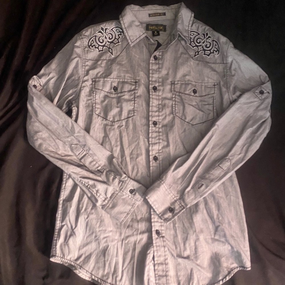 Helix Athletic Fit Embroidered Dress Shirt Small - Picture 2 of 6